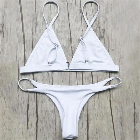 Zaful Woman Swimsuit 2017 New Bikini Saxy Unlined Micro Bikini Plunge String Elastic Swimsuit