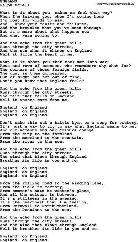 Englandtxt By Ralph Mctell Lyrics And Chords