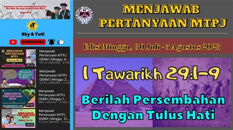 Menjawab Pertanyaan MTPJ GMIM Minggu 30 Juli 5 Agustus 2023 1