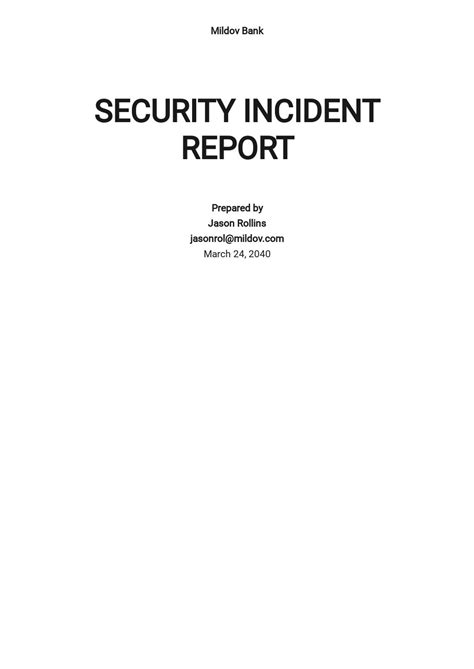 Security Incident Report Template [Free PDF] - Google Docs, Word ...