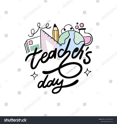 Watercolor Teachers Day Lettering Happy International Stock Vector Royalty Free 2226207653