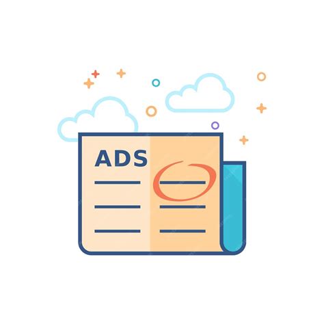 Premium Vector Newspaper Ads Icon Flat Color Style Vector Illustration