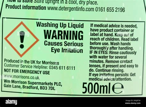 Washing up liquid warning Stock Photo - Alamy