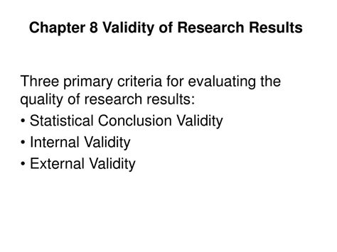 Ppt Chapter 8 Validity Of Research Results Powerpoint Presentation Free Download Id 7015300