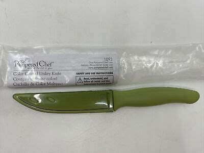 Pampered Chef Color Coated Utility Knife W Sleeve Retired Green