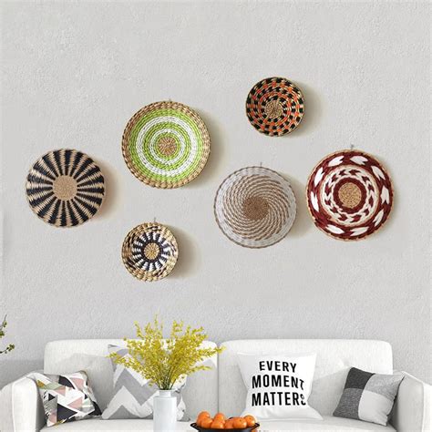 Fashion INS Straw Rattan Wall Decor Round Rattan Basket Wall Decoration