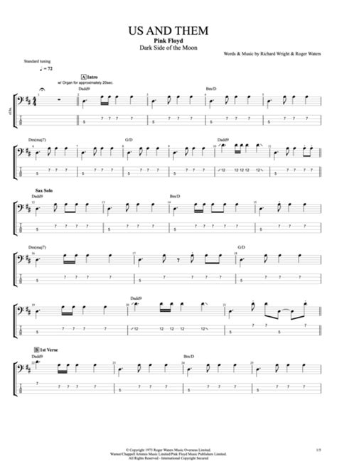 Us And Them Tab By Pink Floyd Guitar Pro Full Score MySongBook