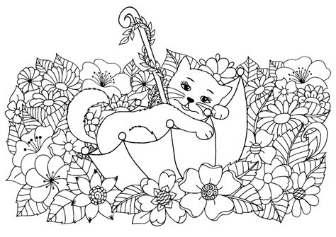 Download Umbrella Cat Coloring Pictures