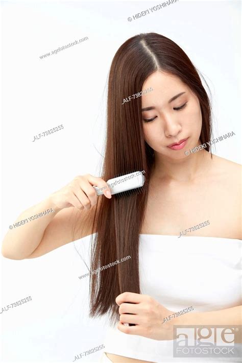 Japanese woman with silky hair, Stock Photo, Picture And Royalty Free ...