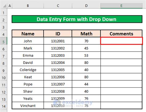 How To Create A Data Entry Form With A Drop Down List In Excel Methods