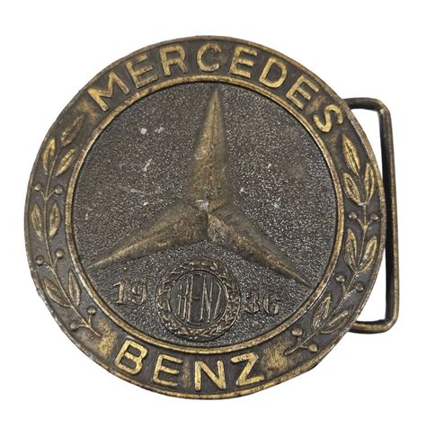Vintage Mercedes Benz Round Belt Buckle Gem