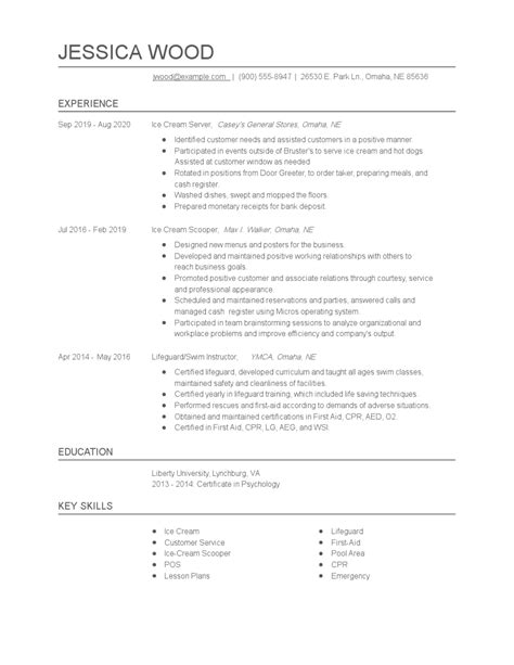 Ice Cream Server Resume Examples And Tips Zippia