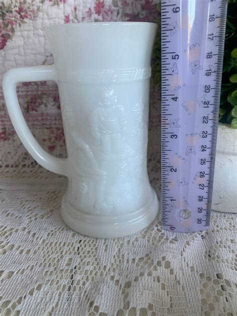 Vintage Federal Glass Milk Glass Beer Stein Etsy