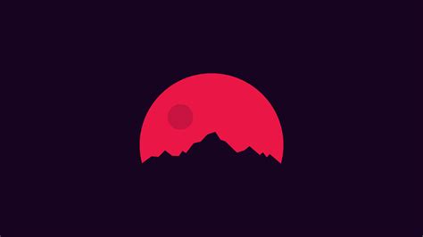 Wallpaper Illustration Mountains Minimalism Red Silhouette Logo