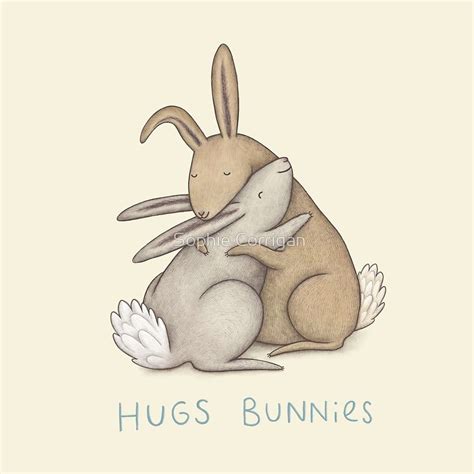 Hugs Bunnies by Sophie Corrigan Hugging Drawing, Bunny Poster, Framed ...