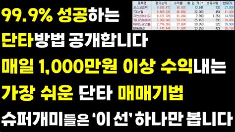 주식 단타 이 단타 기법 하나로 매일 1000만 원 이상 법니다하락장에 더욱 좋은 매매법 당일 단타할 때 이렇게만