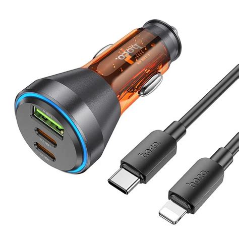 Hoco Autoladegerät Usb Qc 18w 2 X Typ C 30w Kabel Typ C Pd60w Nz12d Smartphone Ladegerät