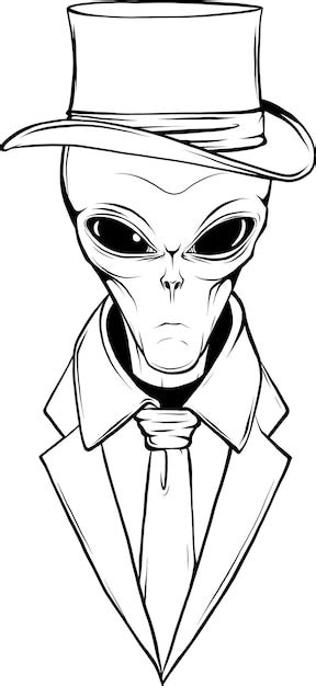 Ilustración de vector de cabeza alienígena de contorno vectorial