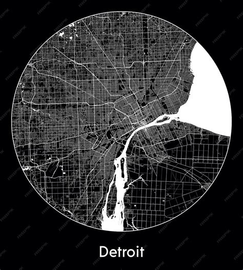 Premium Vector City Map North America United States Detroit Vector