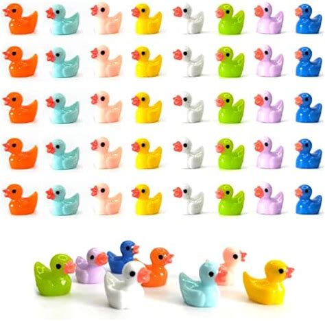 Glacely Pcs Mini Resin Ducks Charms Ornament Potted Miniature Duck