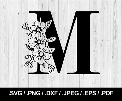 Flower Letter M Floral Letter Svg Png Jpeg Eps Ai Pdf And Etsy