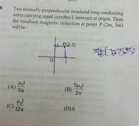 Two Long Mutually Perpendicular Conductors Carrying Currents I And I