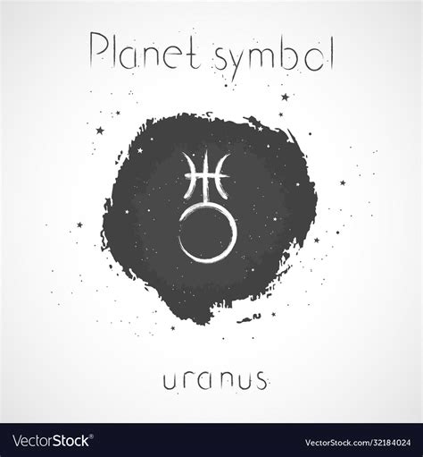 With Hand Drawn Astrological Planet Symbol Uranus Vector Image