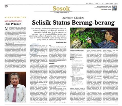 Kompas - Sosok 03 Februari 2023 by Aspera Madyasta Indonesia - Issuu