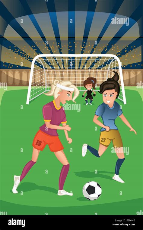 Portera femenil fútbol caricatura fotografías e imágenes de alta