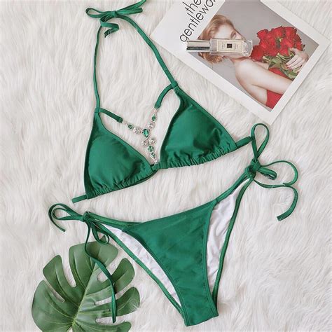 BKN2196 SET BIKINI XANH RÊU MIX ĐÁ NGỰC CHUN MÔNG BIKINI MORE