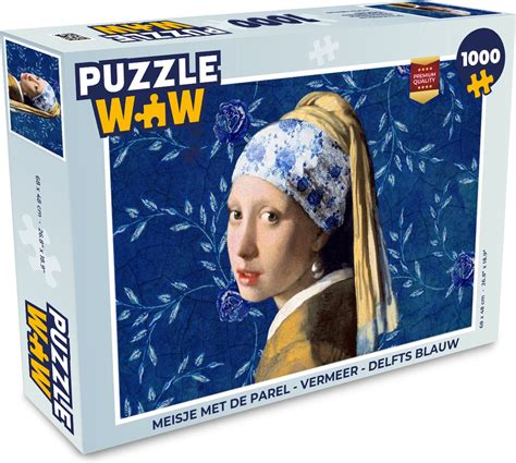 Puzzel Meisje Met De Parel Delfts Blauw Vermeer Bloemen