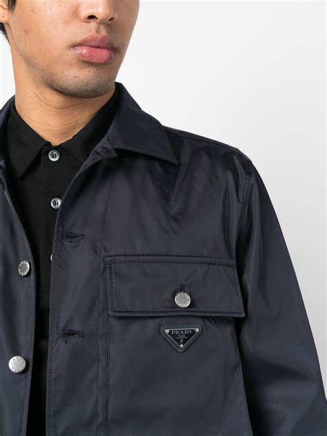 Prada Logo Plaque Shirt Jacket Farfetch