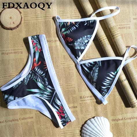 Fdxaoqy 2017 New Women Push Up Sexy Swimsuit Bikinis Set Straps Swimwear Bathing Suit Retro