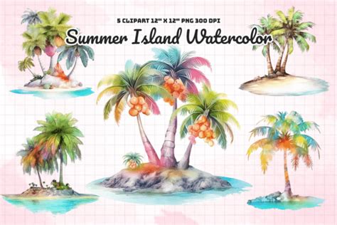 Summer Island Watercolor Sublimation Graphic By Gemstone Creative Fabrica