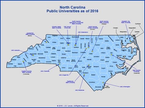 North Carolina Education Public Colleges And Universities As Of 2016