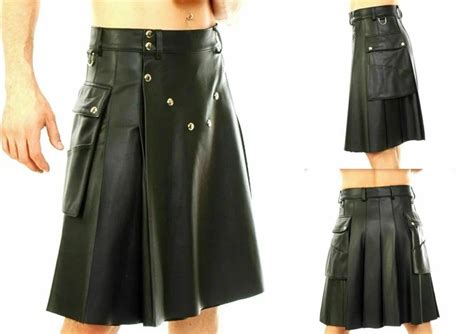 HOMMES VÉRITABLE CUIR Gladiateur Kilt Sexy Gay Fétiche Clubwear Vintage Style EUR 107 54