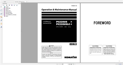 Komatsu Hydraulic Excavator Pc228us 8 Pc228uslc 8 Operation And Maintenance Manual Pen00431 00 2010