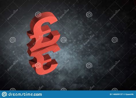 Red British Currency Symbol or Sign with Mirror Reflection on Dark ...