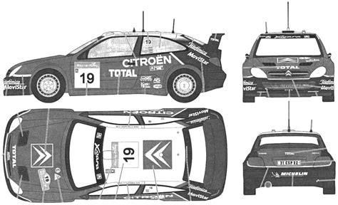 2003 Citroen Xsara WRC Coupe Blueprints Free Outlines