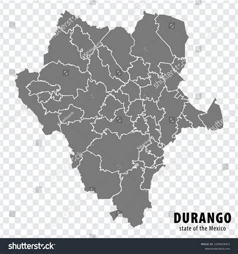 State Durango Mexico Map On Transparent Stock Vector Royalty Free