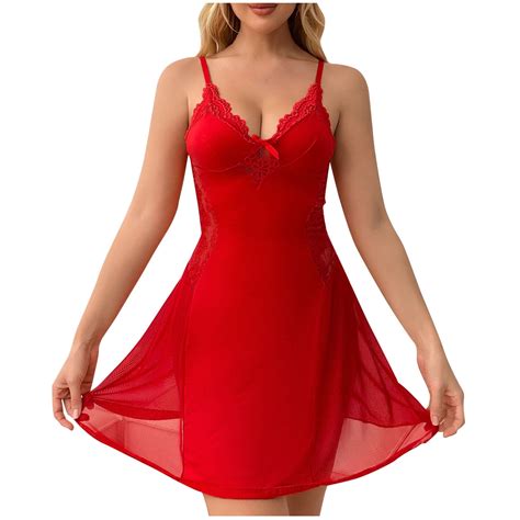 Abomasnow Womens Sheer Mesh Sheer Nightdress Sexy Lace Soft Strappy Babydoll Lingerie See