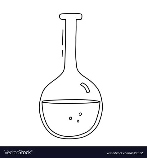 Round Flask With Liquid For Scientific Experiment Vector Image