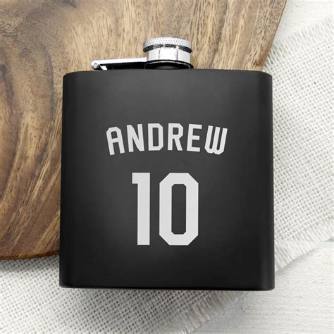 Personalised Football Shirt Matte Black Hip Flask By JUNGLEY