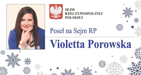 Życzenia bożonarodzeniowe i noworoczne poseł Violetty Porowskiej dla