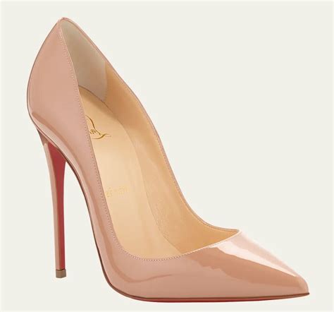Christian Louboutin So Kate Patent Nude Pointed Toe Gem