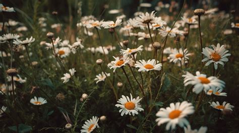 White Daisies In A Field In Full Sun Background Aesthetic Picture Of