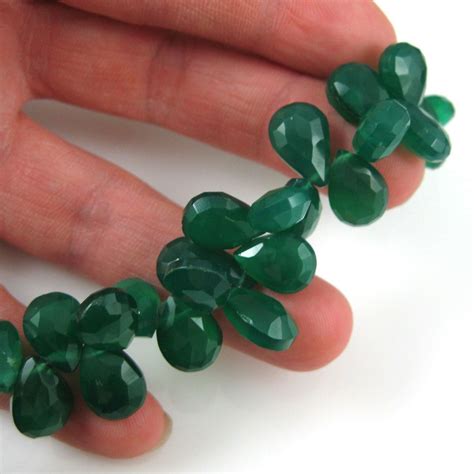 Semiprecious Gemstone Beads Genuine Green Onyx Gemstone Bead