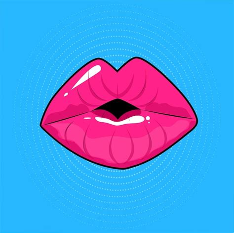 Premium Vector | Lip print in pop art style