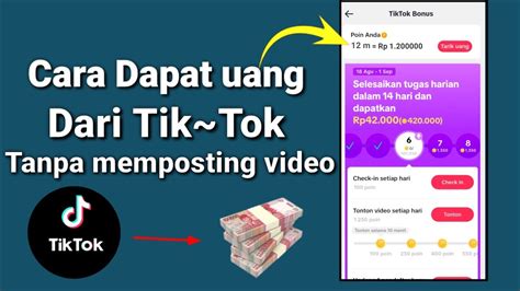 Trik Dapat Uang Dari Tik Tok Tanpa Memposting Video YouTube