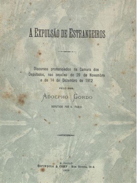 Lei Adolfo Gordo - Lei De Imigracao De 1921 Jannes Munneke